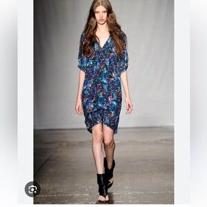 Love Richard Chai Ready to Wear LOVE Silk Dress V Neck Short Sleeve Watercolor 2